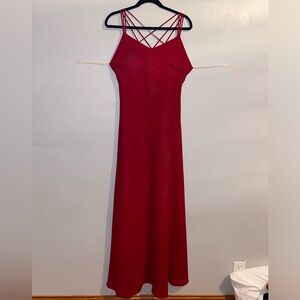 Seasons Designs Inc long red dress with floral bead details size large